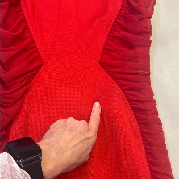 Versace Collection Red Ruched Mini Dress - Picture 8 of 9